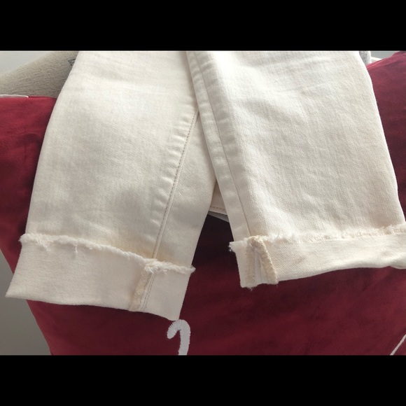 Cream skinny distressed raw hem AE jeans - Picture 5 of 6